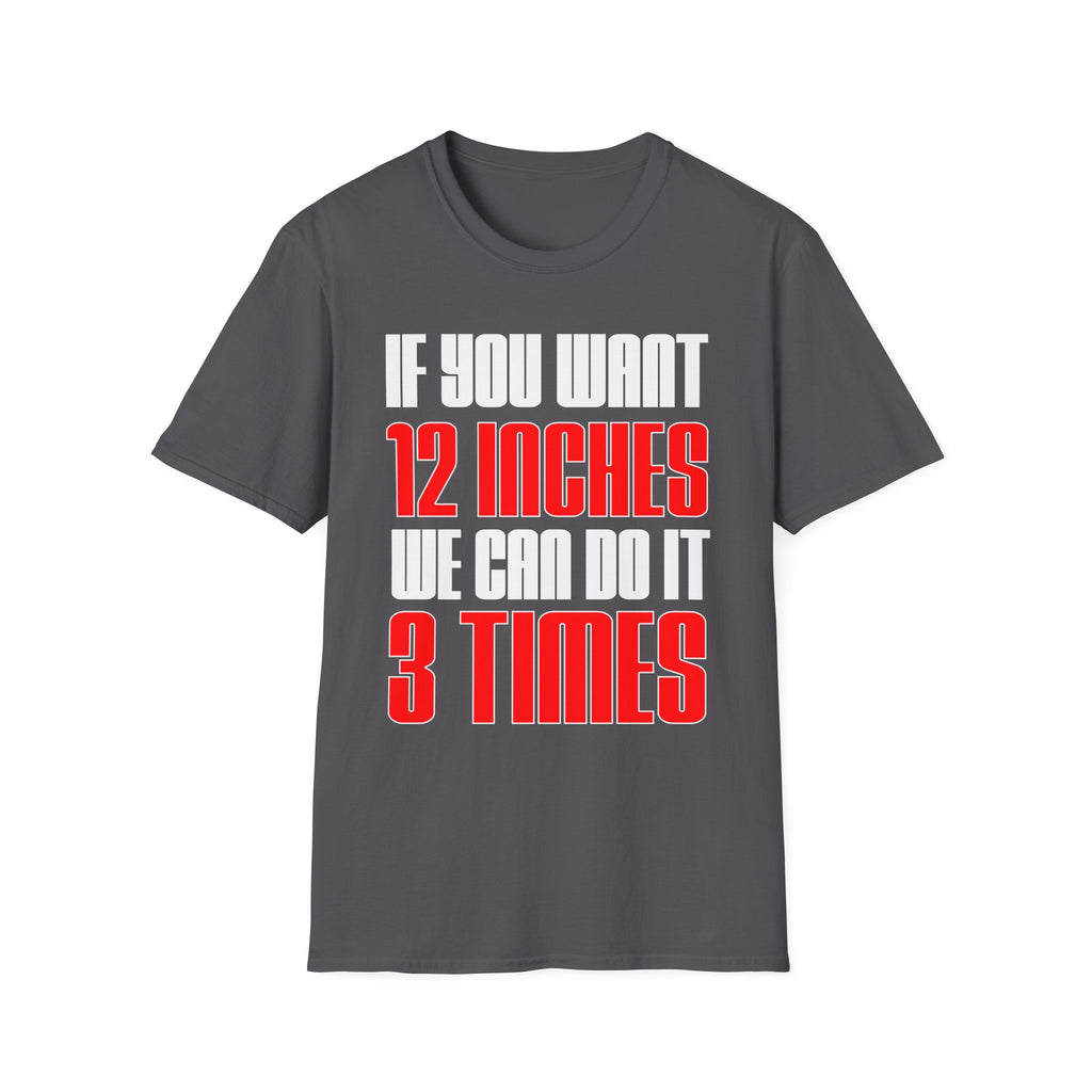 If You Want 12 Inches We Can Do It 3 Times | Funny Adult Humor Raunchy Gag Gift T-Shirt