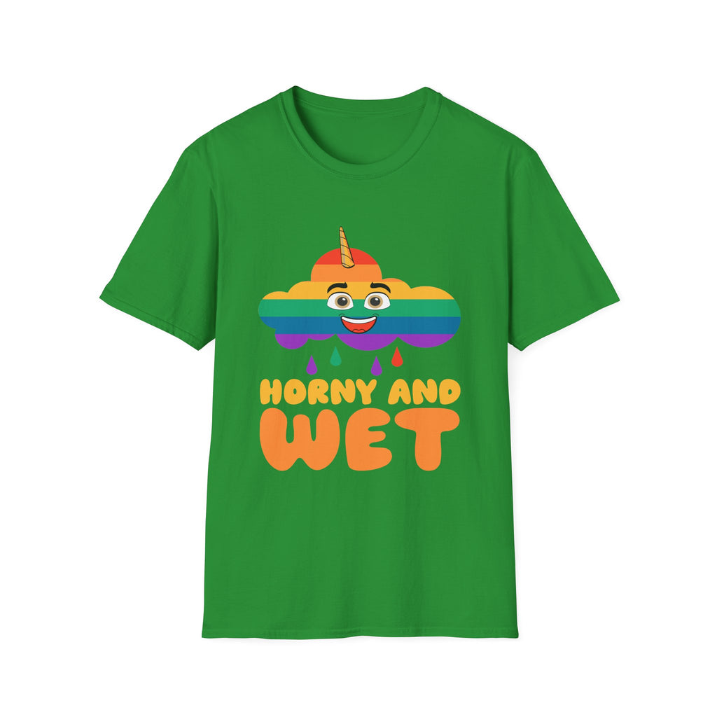 Horny And Wet | Funny Raunchy Sexual Innuendo Naughty Adult Gift T-Shirt
