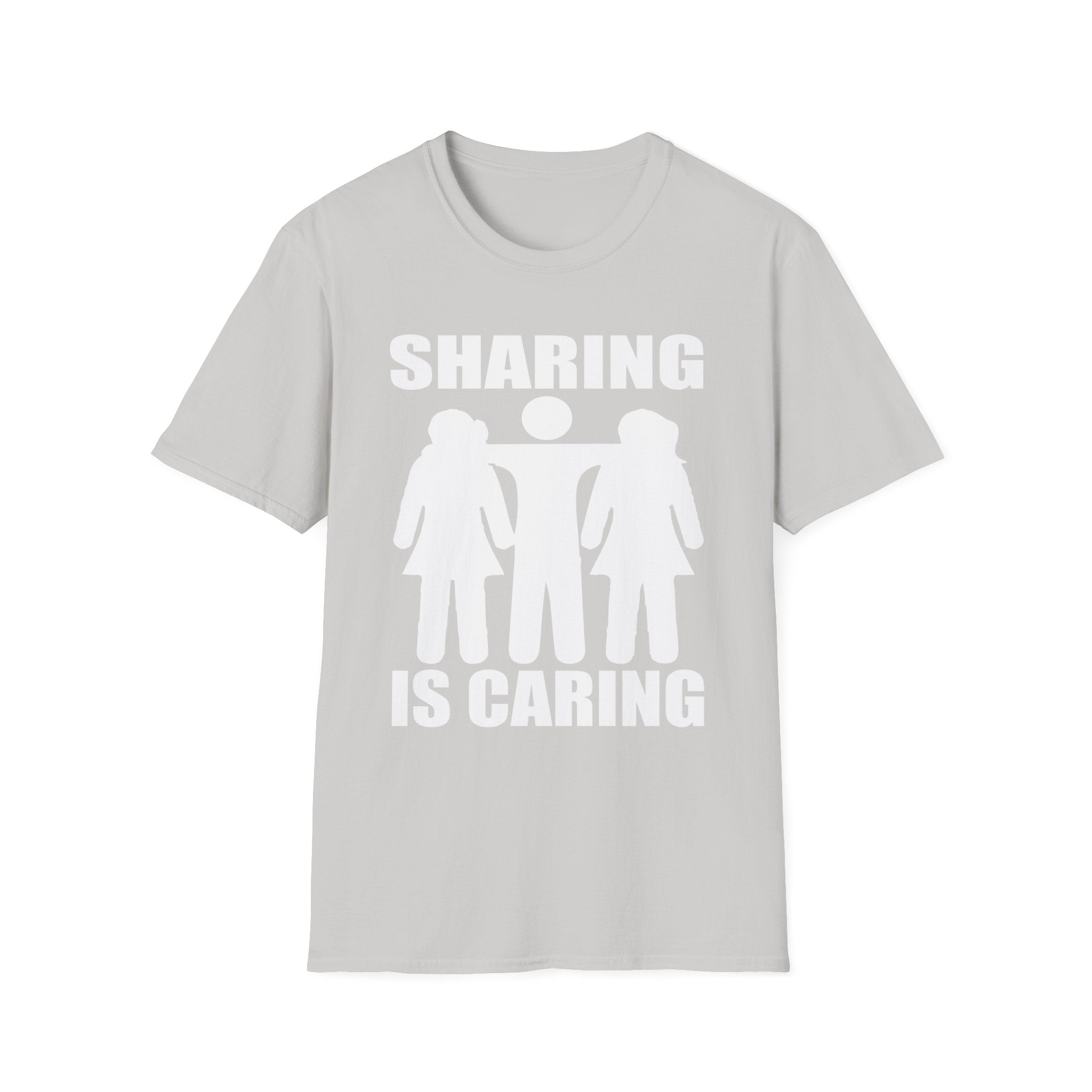 Sharing Is Caring Threesome | Funny Threesome Throuple Swinger Gift for Couples T-Shirt