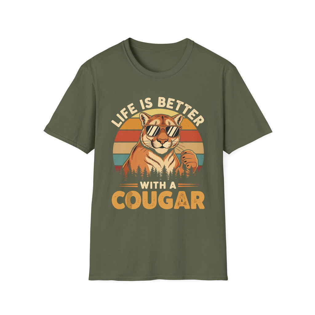 Life Is Better With A Cougar | Funny MILF Dating Graphic Gift T-Shirt