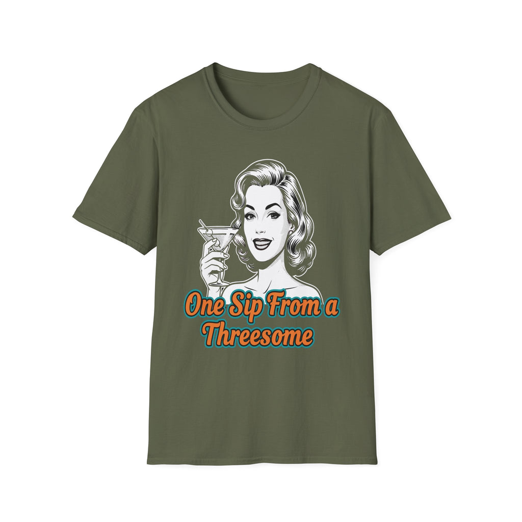 One Sip From A Threesome Funny Swinger Drinking Gag Gift T-Shirt
