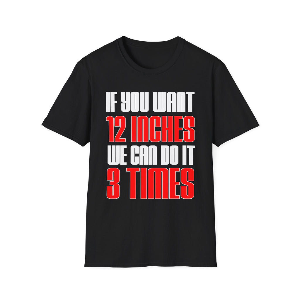 If You Want 12 Inches We Can Do It 3 Times | Funny Adult Humor Raunchy Gag Gift T-Shirt