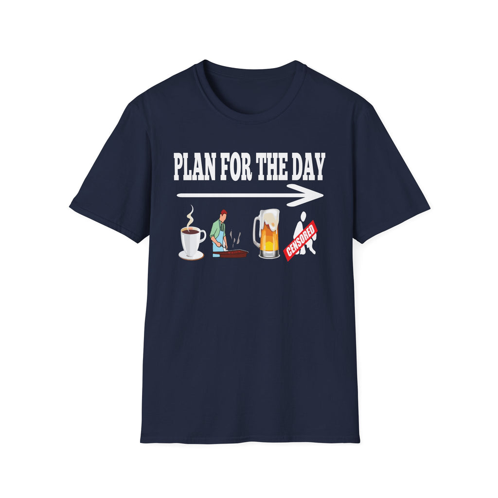 Plan For The Day Coffee Beer Grill Sex | Funny Adult Humor T-Shirt