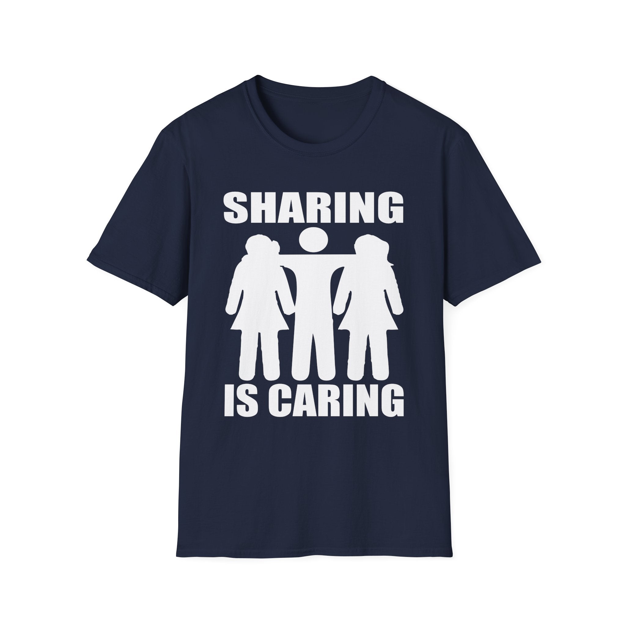 Sharing Is Caring Threesome | Funny Threesome Throuple Swinger Gift for Couples T-Shirt