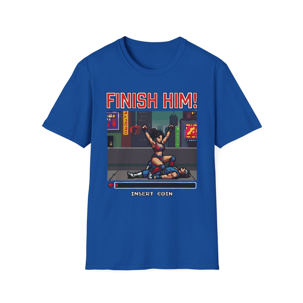 Finish Him Retro Gaming Sexual Innuendo | Funny Adult Humor T-Shirt