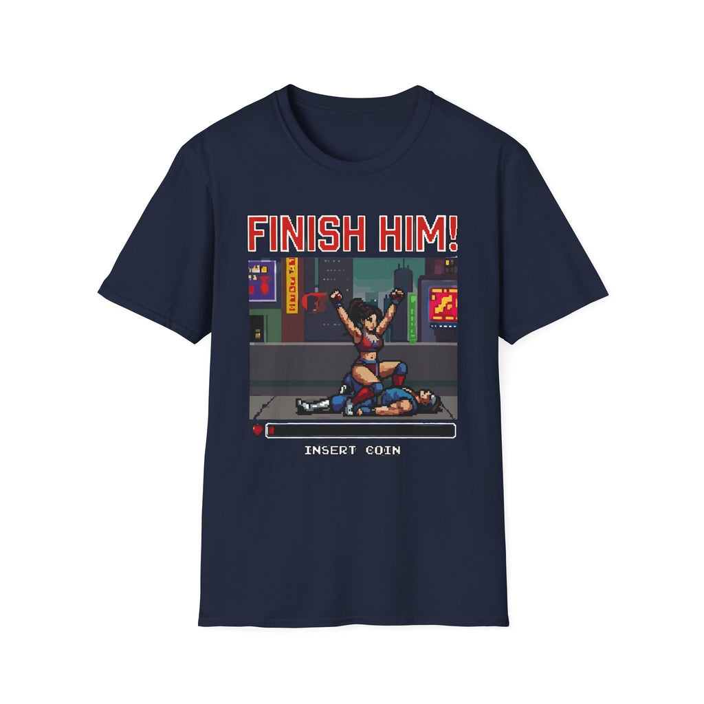 Finish Him Retro Gaming Sexual Innuendo | Funny Adult Humor T-Shirt