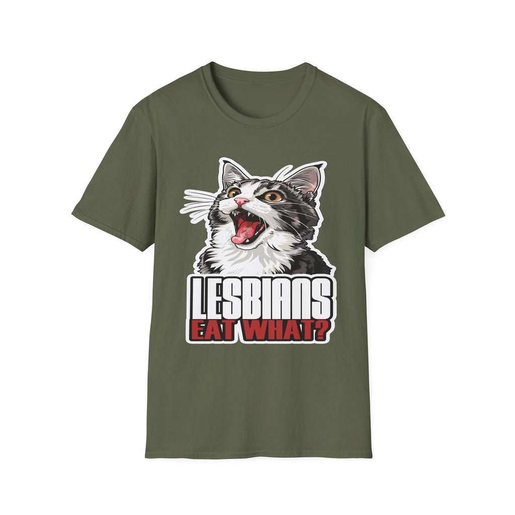 Lesbians Eat What!? | Funny Lesbian Joke LGBTQ Adult Humor Gift T-Shirt