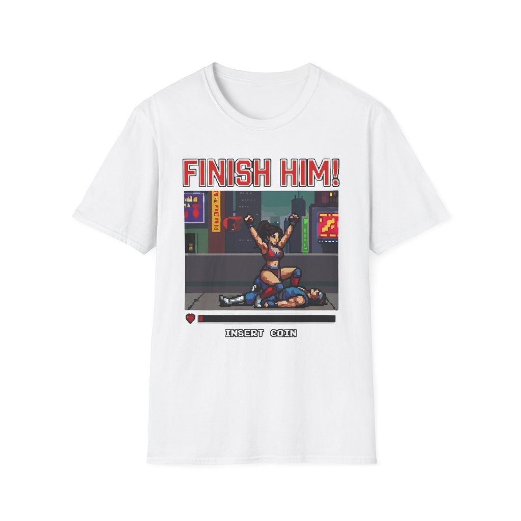 Finish Him Retro Gaming Sexual Innuendo | Funny Adult Humor T-Shirt