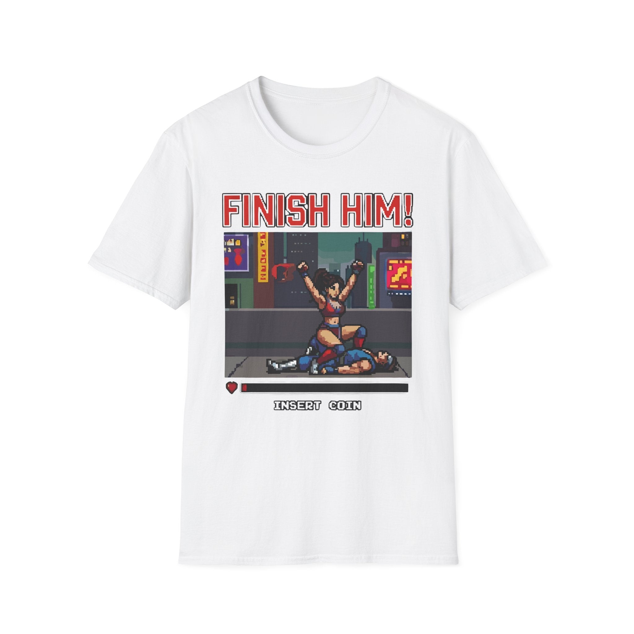 Finish Him Retro Gaming Sexual Innuendo | Funny Adult Humor T-Shirt