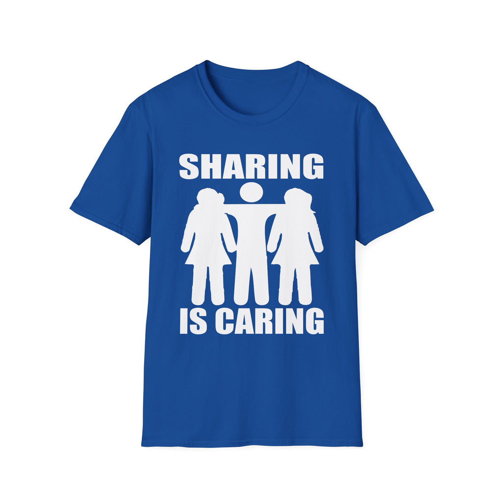 Sharing Is Caring Threesome | Funny Threesome Throuple Swinger Gift for Couples T-Shirt