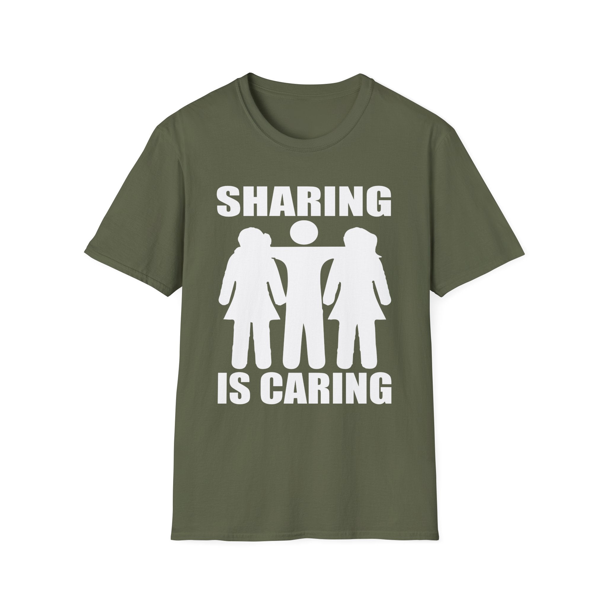 Sharing Is Caring Threesome | Funny Threesome Throuple Swinger Gift for Couples T-Shirt
