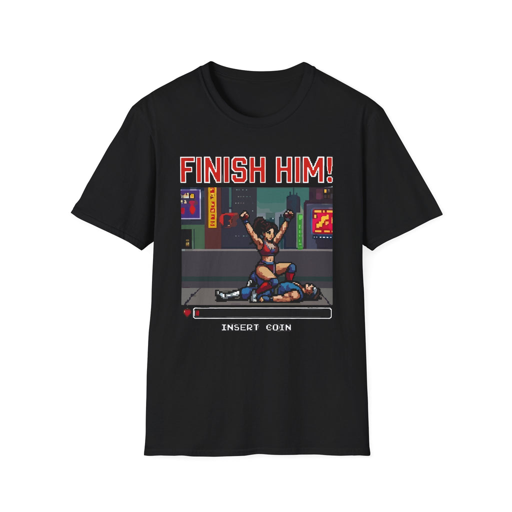 Finish Him Retro Gaming Sexual Innuendo | Funny Adult Humor T-Shirt