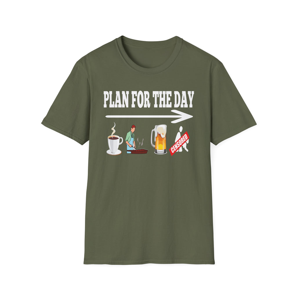 Plan For The Day Coffee Beer Grill Sex | Funny Adult Humor T-Shirt
