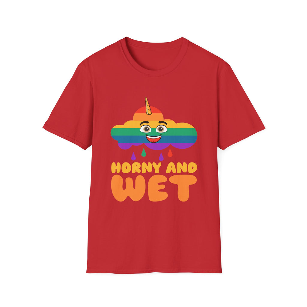 Horny And Wet | Funny Raunchy Sexual Innuendo Naughty Adult Gift T-Shirt
