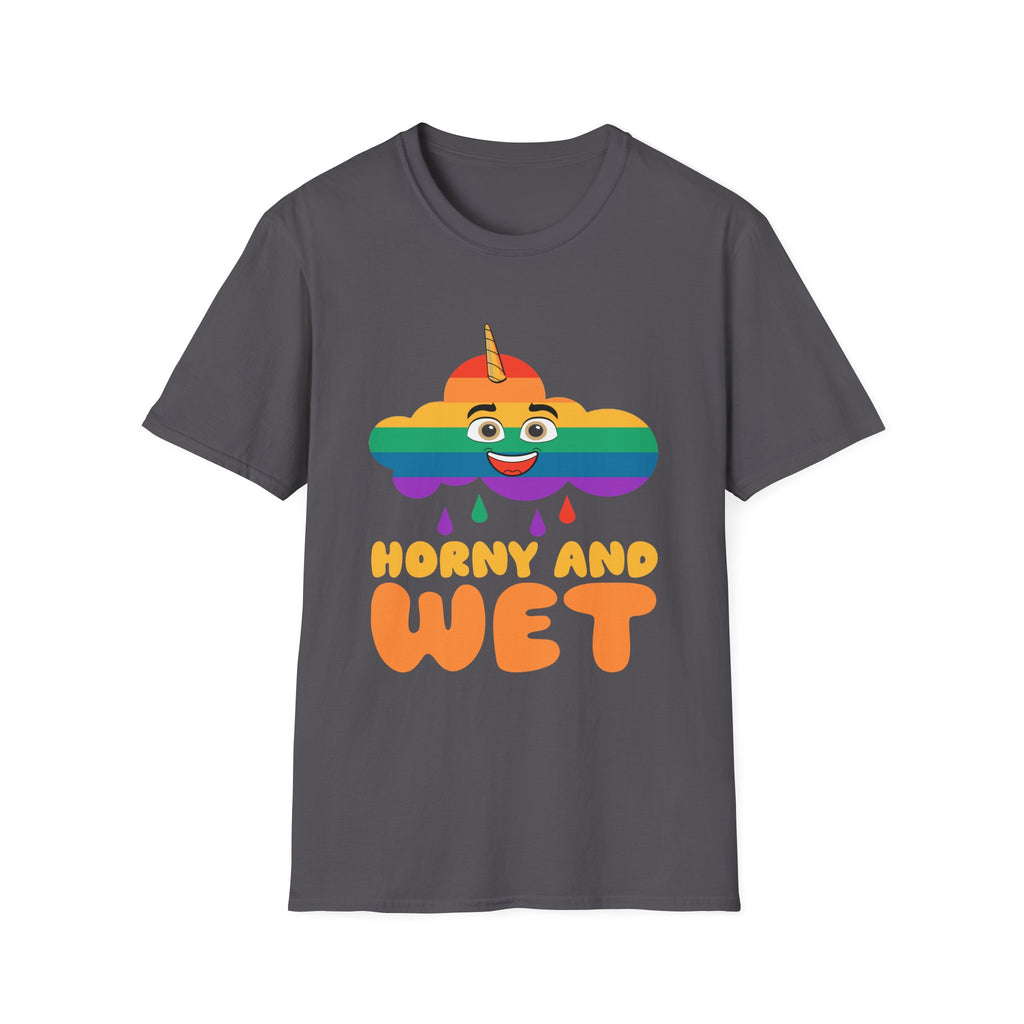 Horny And Wet | Funny Raunchy Sexual Innuendo Naughty Adult Gift T-Shirt