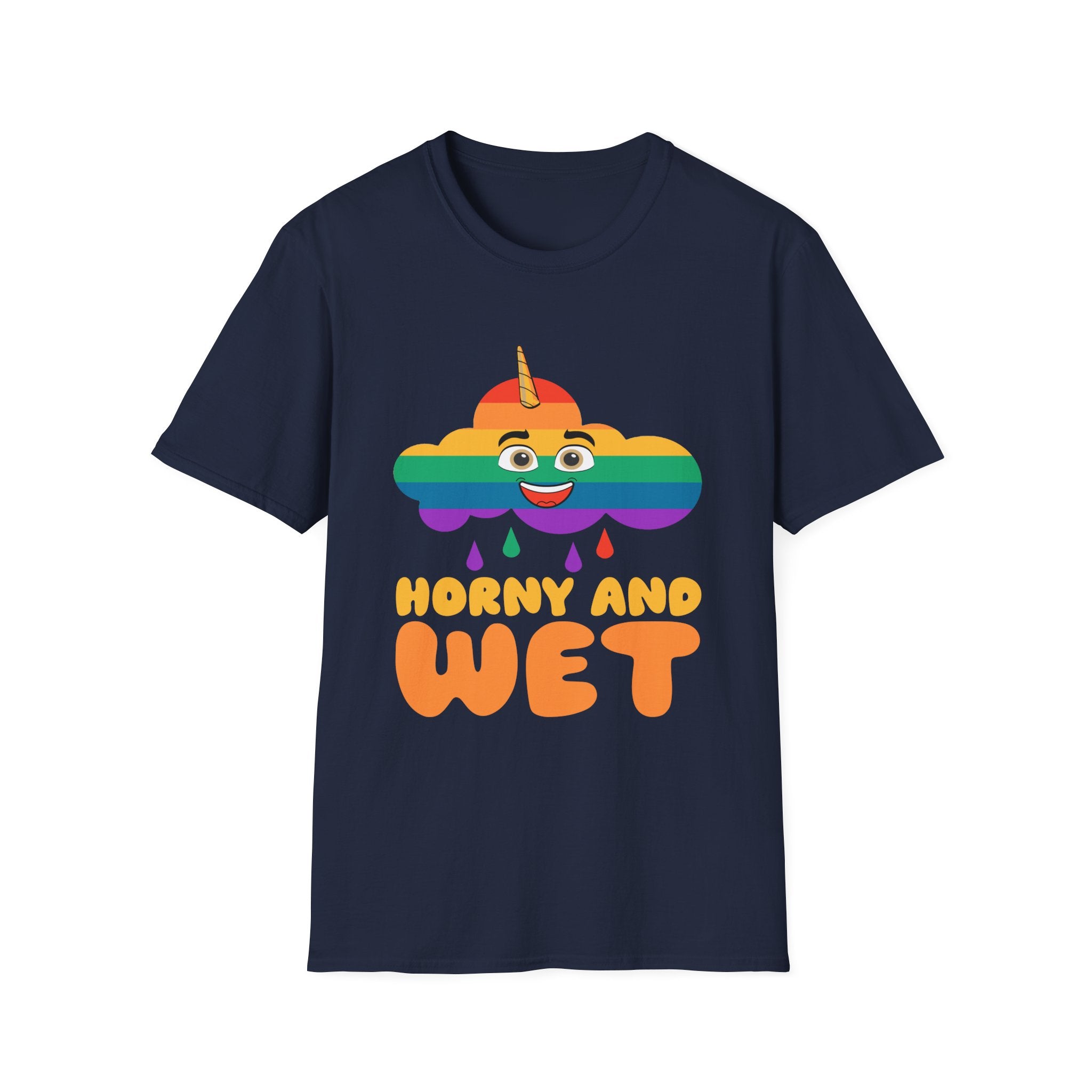 Horny And Wet | Funny Raunchy Sexual Innuendo Naughty Adult Gift T-Shirt